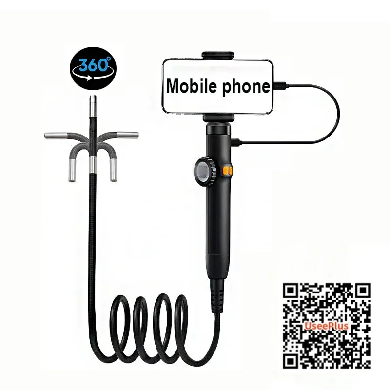 Endoscopic camera, Two-Way 360 ° Rotating Borescope,Endoscope with Light, 6mm Waterproof Probe, Endoscope with Android/iOS Phone