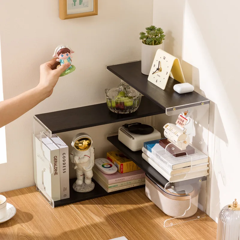 Durable Solid wood bookshelf Corner shelf Student desk storage rack Simple desk storage rack Household desk bookcase