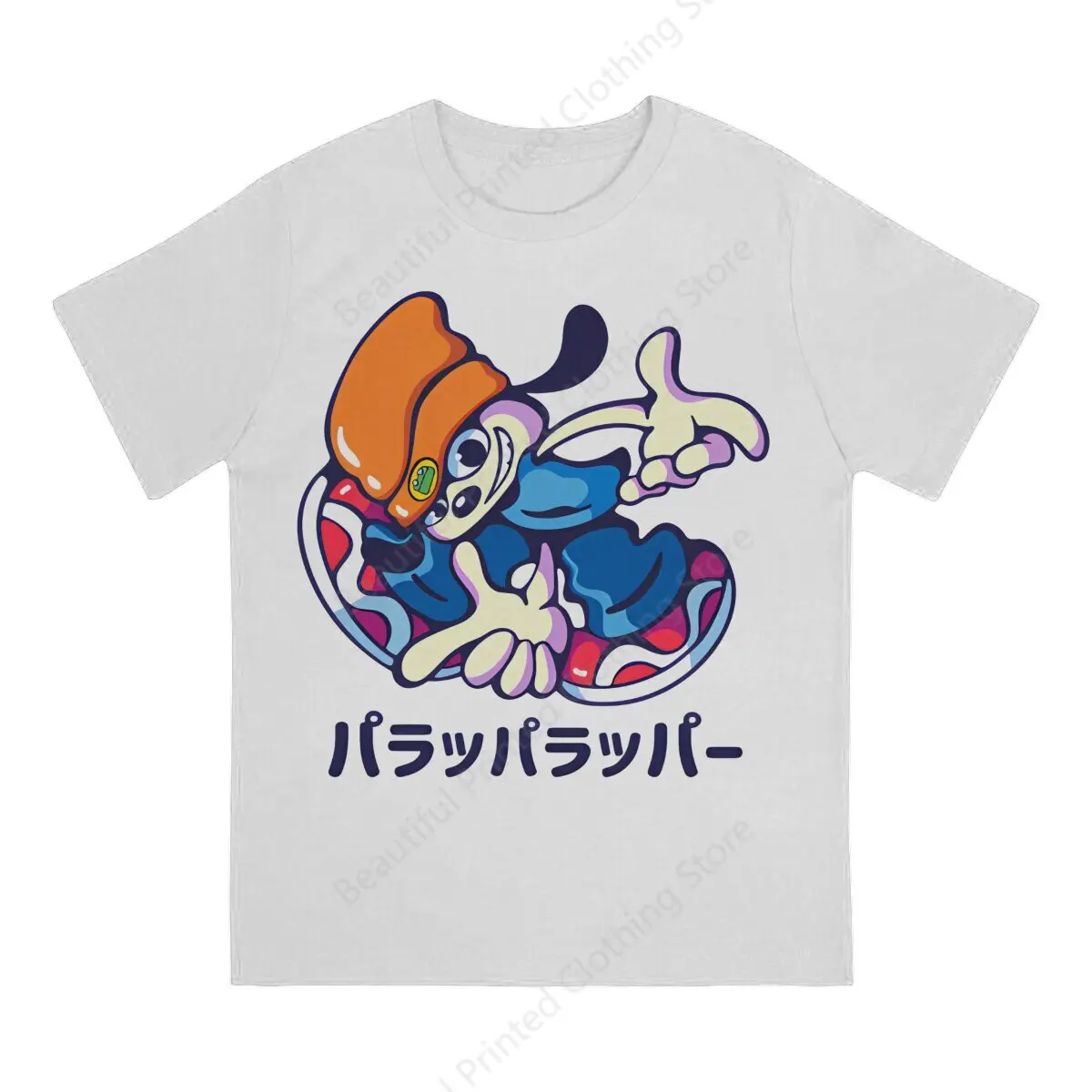 100% Cotton PaRappa The Rapper T-shirt Parappa Adventure Print Fashion Men's Women's T-Shirts Street Short Sleeve Fun Versatile