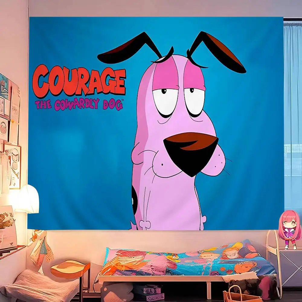 Cartoon C-Courage C-Cowardly Dog Hippie Wall Hanging Tapestries Bohemian Wall Tapestries Mandala INS Home Decor