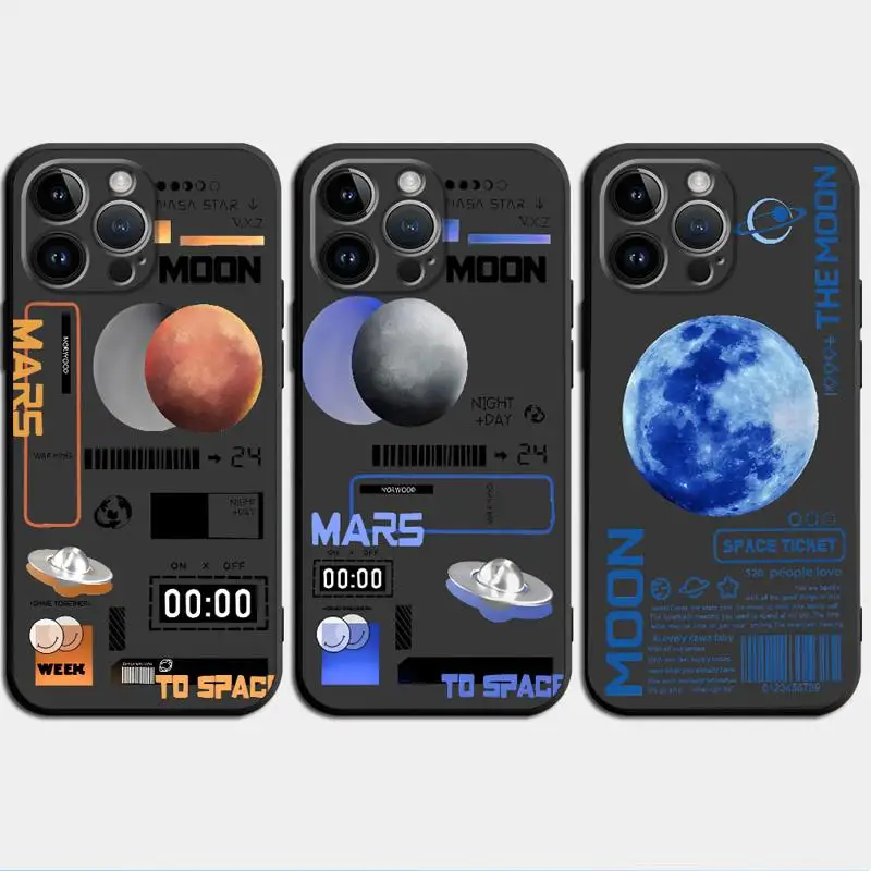 phone Cases for iphone 14 case 11 12 15 Pro XS Max 8 13 Mini X SE 7 16 Plus funda Antiscratch cover Moon Star Space People Love