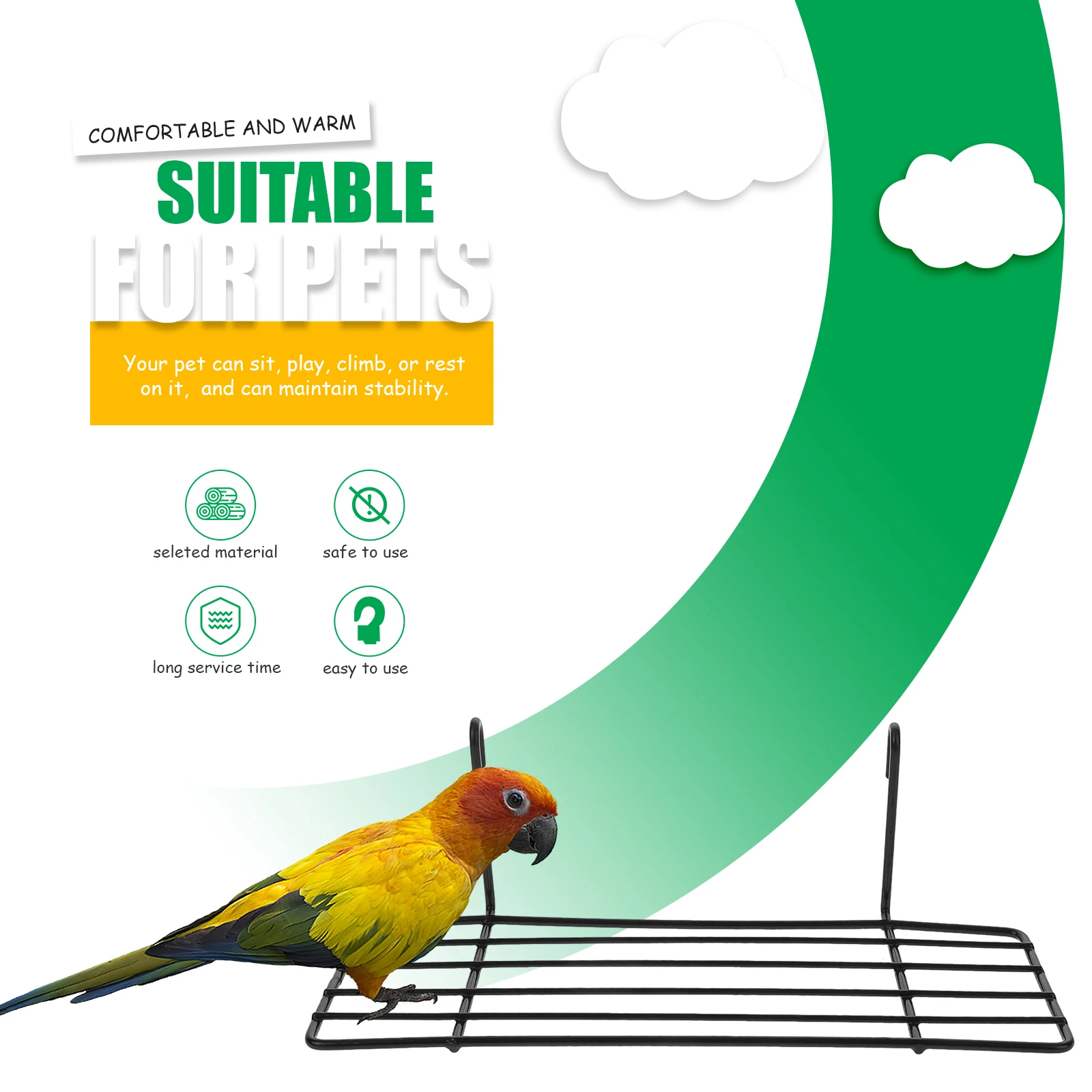 

1pc Bird Perch Shelf For Cage Metal Grid Wall Hanging Rack Parrot Accessory Cockatiel Cage Decor Play Stand Storage Shelves