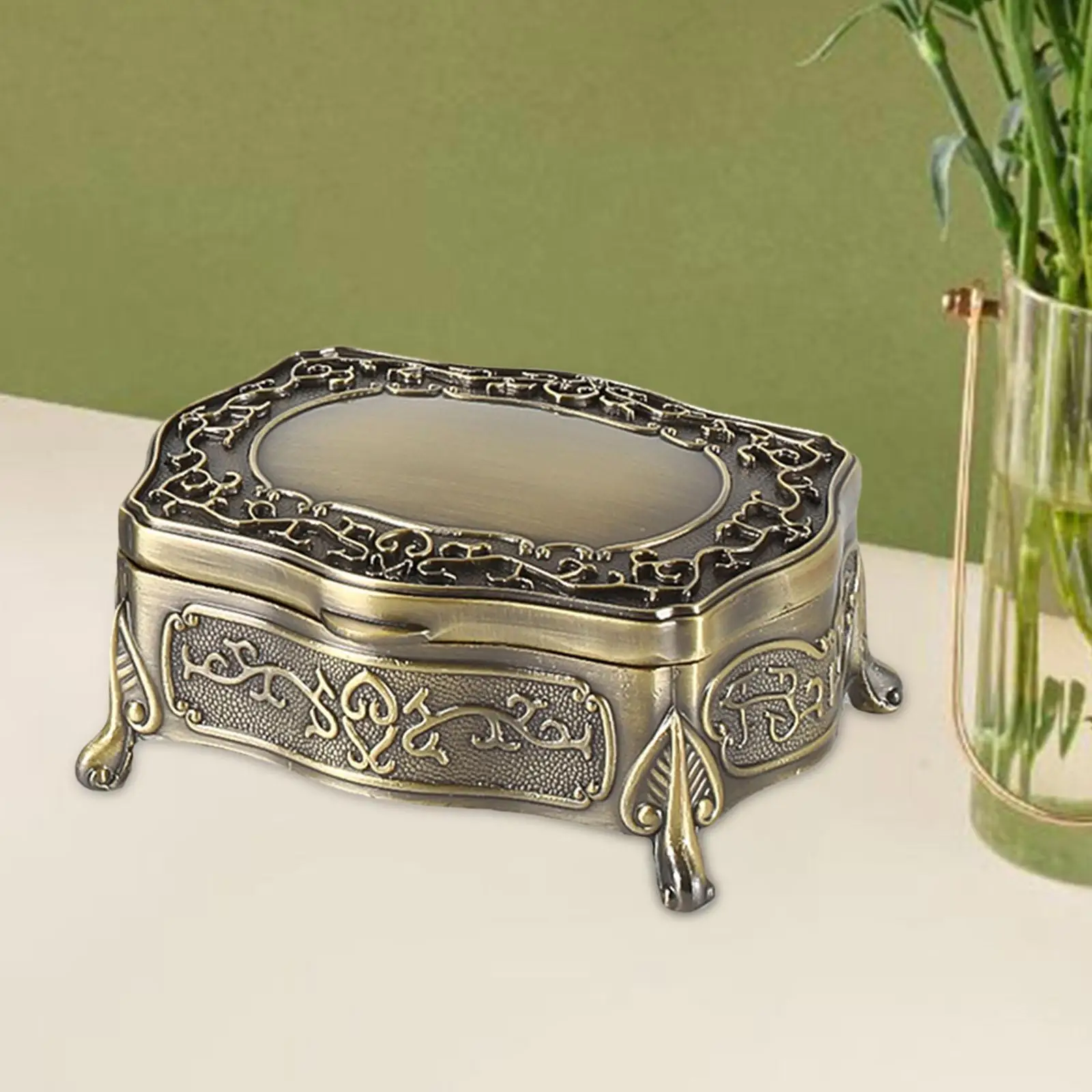 

Jewelry Box Jewellery Storage Metal Vintage Tabletop for Women Home Decoration Small Jewelry Organizer Trinket Box Ring Case