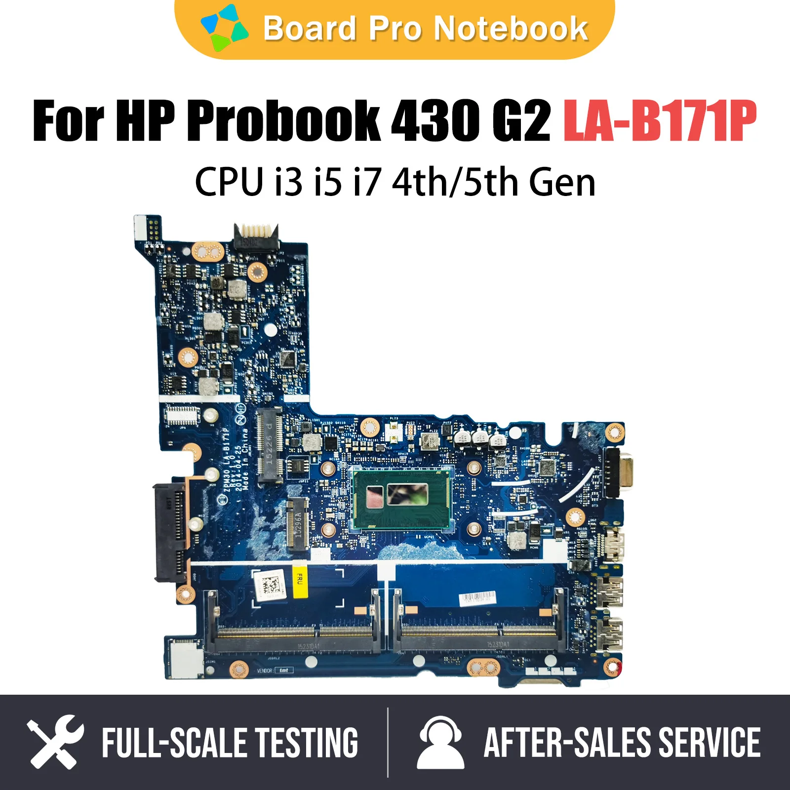 

LA-B171P Mainboard For HP Probook 430 G2 Laptop Motherboard 774515-001 798060-601 With i3 i5 i7 4th 5th Gen CPU