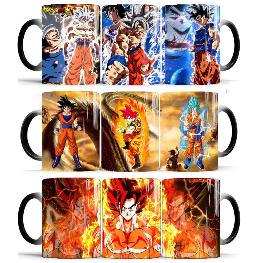 Taza Mágica de Cerámica con Cambio de Color de Anime Dragon Ball, Super Saiyan Son Goku, Vegeta, Taza Sensible al Calor para Café, Agua, Leche, Té