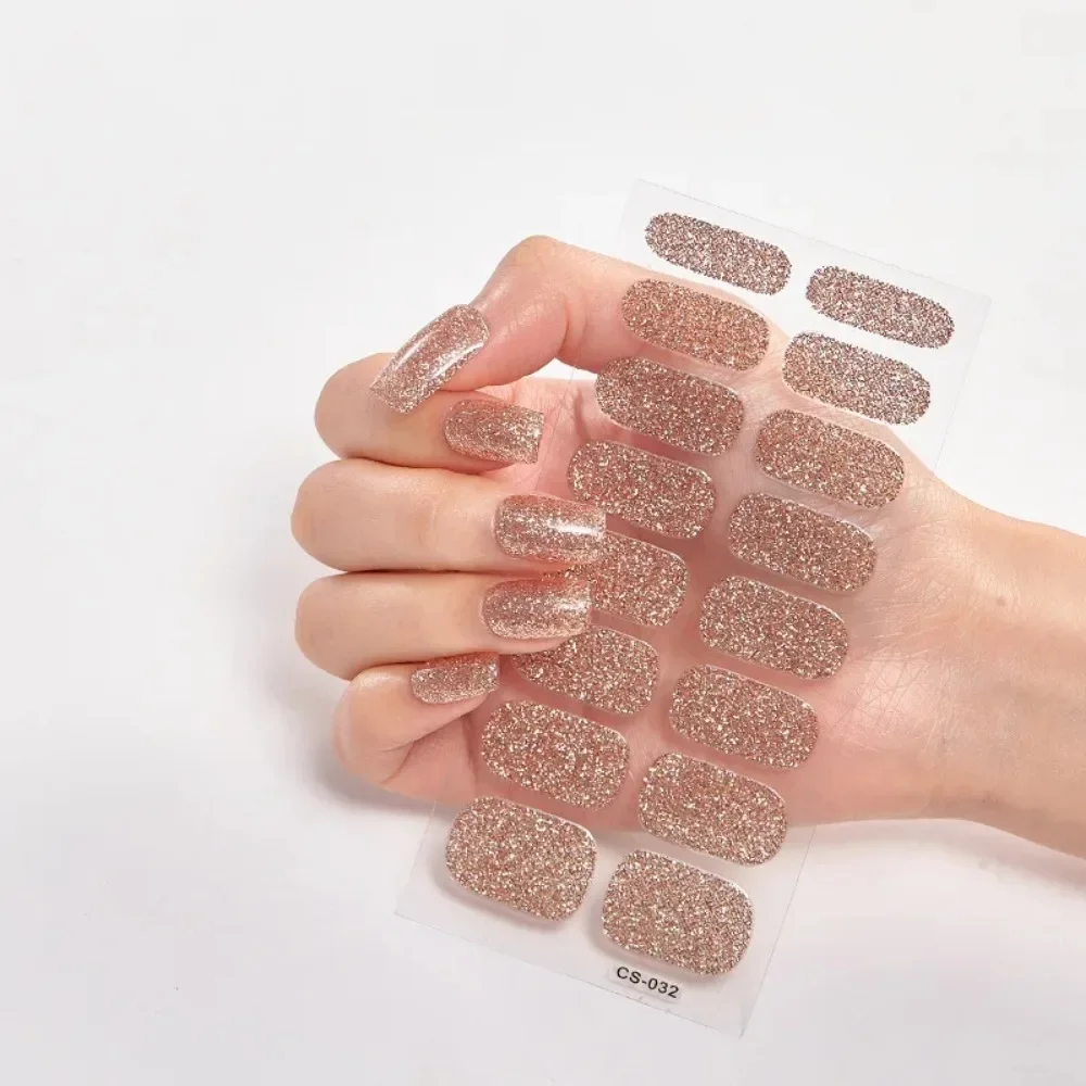 16Tips Nail Stickers Wholesale Gradient glitter Nail Stickers Simple Waterproof Nail Stickers Full Color Solid Color Stickers