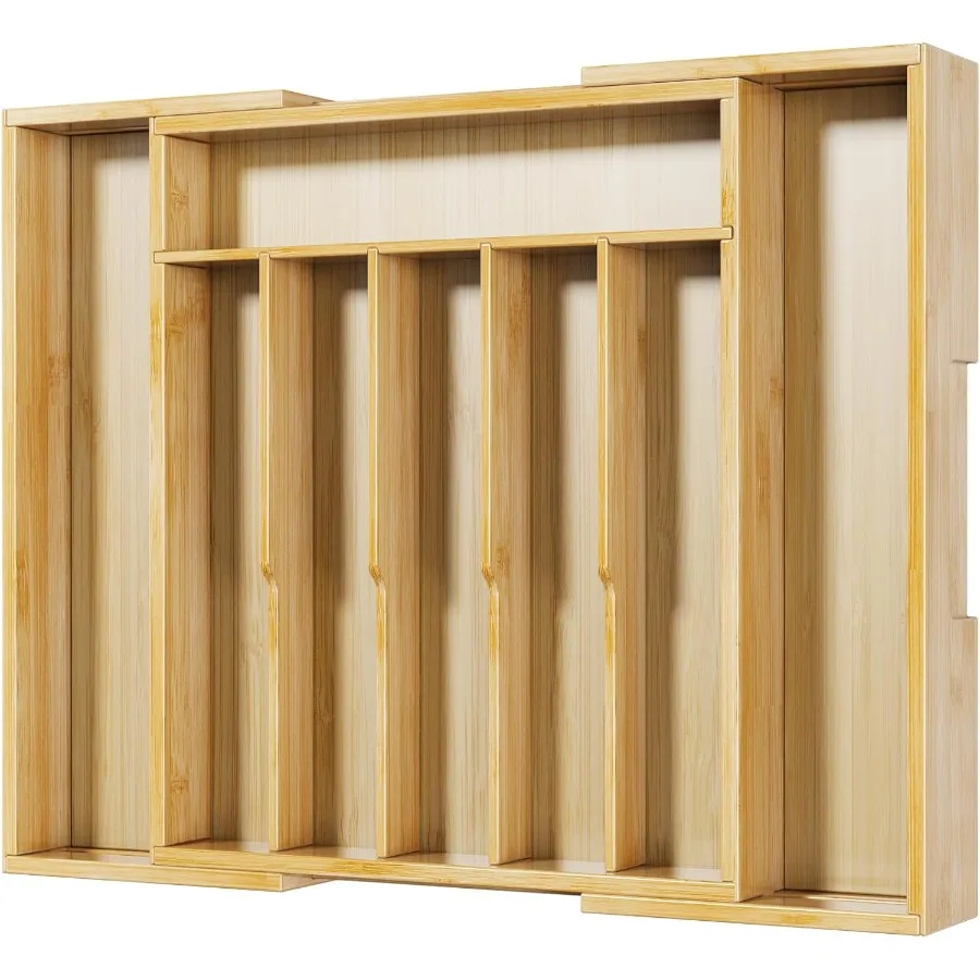 

Large Thickened Silverware Organizer Expandable Bamboo Kitchen Drawer Organizer for Cooking Utensils and Cutlery Sturdy Kitchen