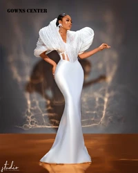 Tule ruched fora do ombro branco aso ebi vestidos de noite africano feminino vestido formal para mulher 2024 elegante casamento personalizado