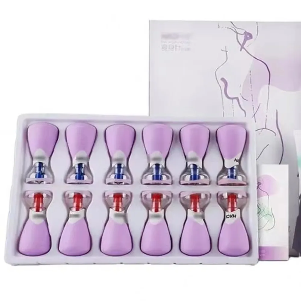 Household 12pcs Magnetic Vacuum Cupping Set Purple Rotating Suction Cupping Therapy Kit for Muscle Relaxation