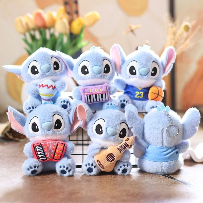 

Disney Cute Stitch Plush Keychain Ins Style Soft Stuffed Doll Bag Backpack Purse Charm Couple Gift Musical Sports Themed Pendant