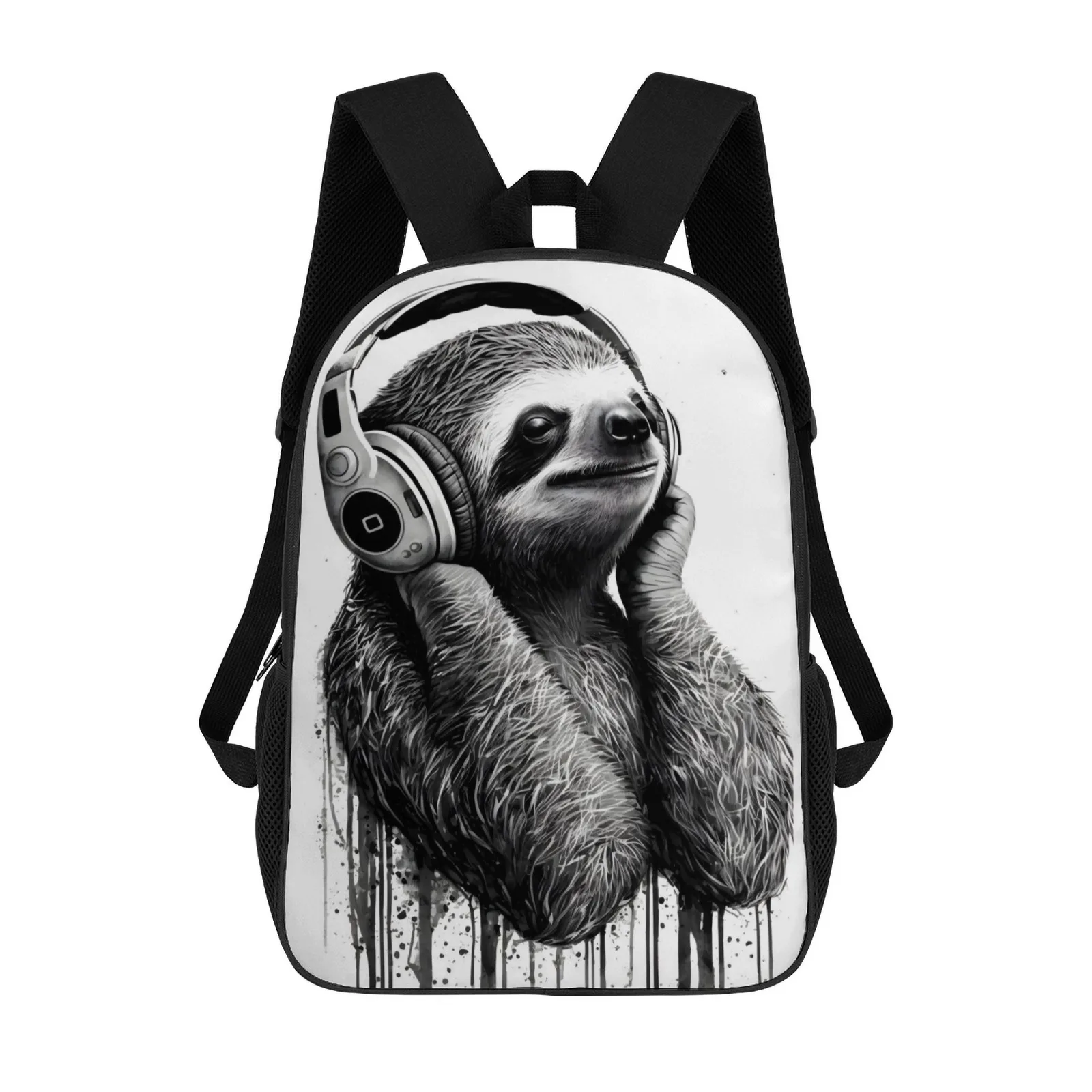 

Школьная сумка с принтом Serene Beats Sloth Art Mochilas, 17-дюймовый рюкзак для начальной школы, 17-дюймовый школьный рюкзак, сумка