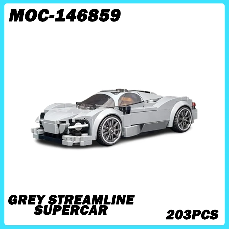 

MOC-146859 Car Series Grey Streamline Supercar Building Block Small and cool body with high-quality material particles 203PCS