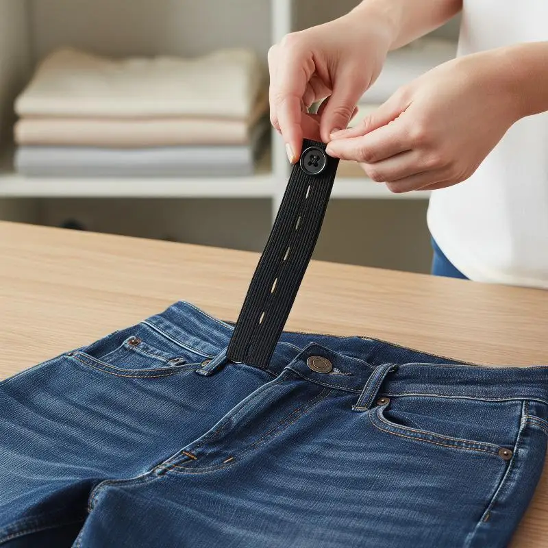 New 5pcs Pant Extender Belt Unisex Soft Elastic Waist Button Extenders With Adjustable Holes Multicolor For Tight Jeans Trousers view 6