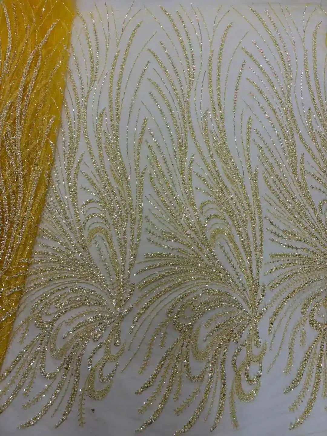 Kain Renda Manik-Manik Buatan Tangan Afrika Mewah 2026 Kain Renda Payet Prancis Nigeria untuk Menjahit Gaun Pengantin