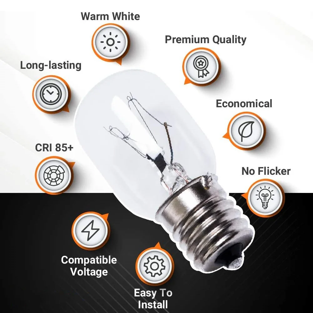 Microwave Light Bulb 40W E17 125V Replacement Part - Exact Fit for Whirlpool Microwaves and the Lava Lamps - Pack of 3