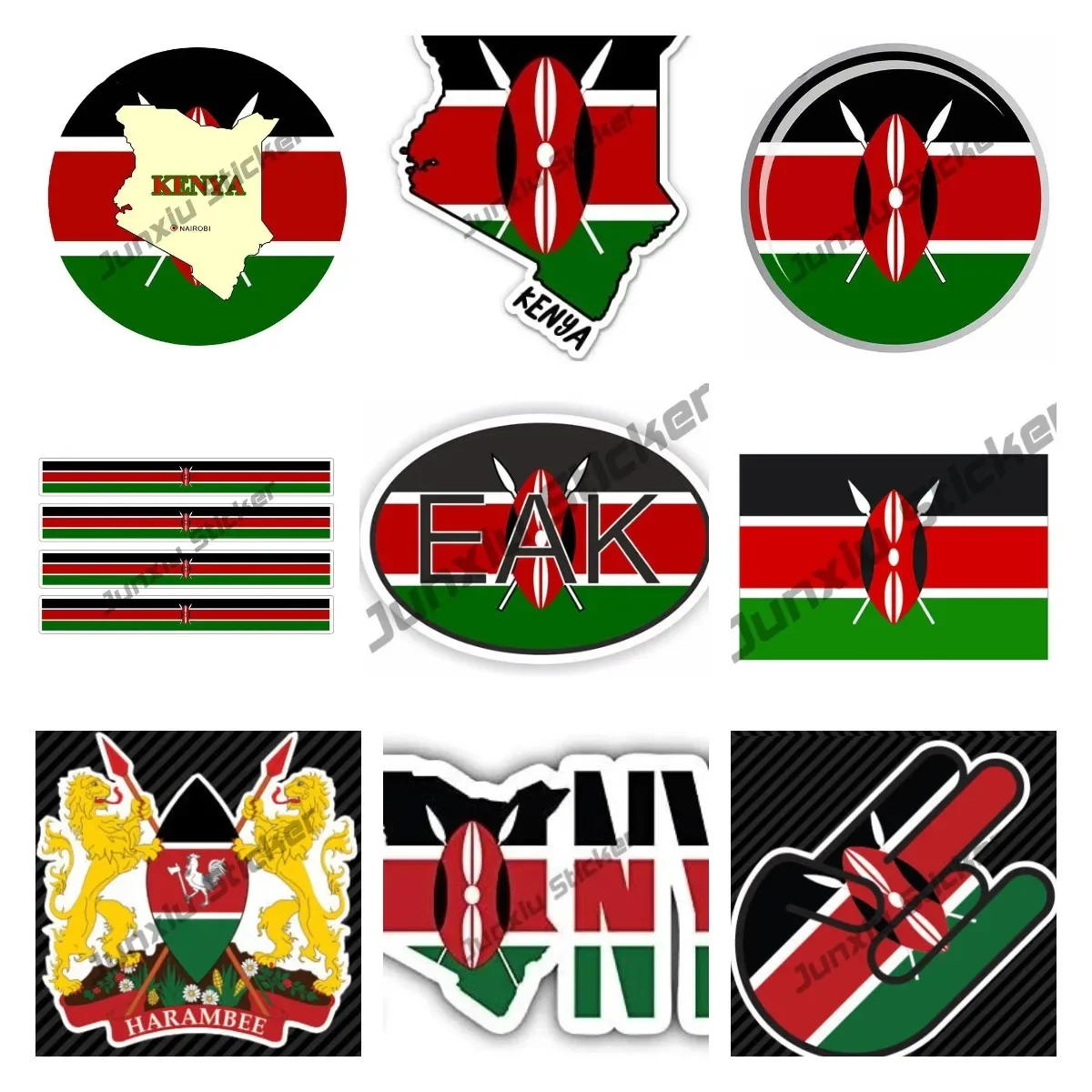 Kenya Vinyl Car Decal Kenya Coat of Arms Kenyan Sticker Waterproof Car Decal Bumper Rear Windshield Car Decor Accesorios KK13cm