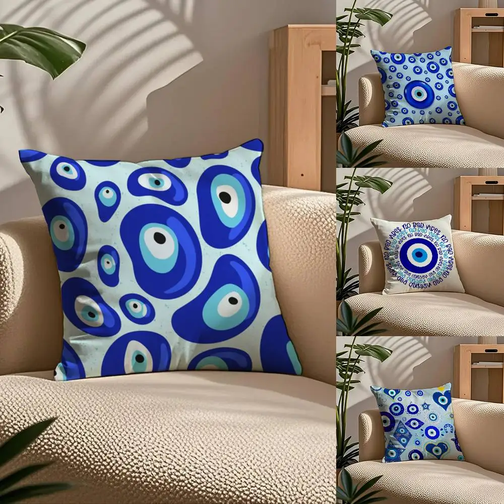 

E-E-Evil E-Eye Symbol Art Pillow Case Comfort Sofa Bed Silky Elegant Invisible Zipper Custom Decorative Cushion Cover