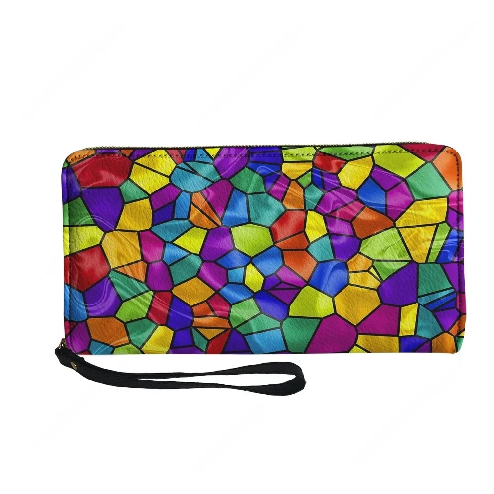 Custom Abstract Multicolor Custom Wallet Purse Mens Womens Teenagers Zipper Long Wallets Double Print  Portable Wallet Gift Bag