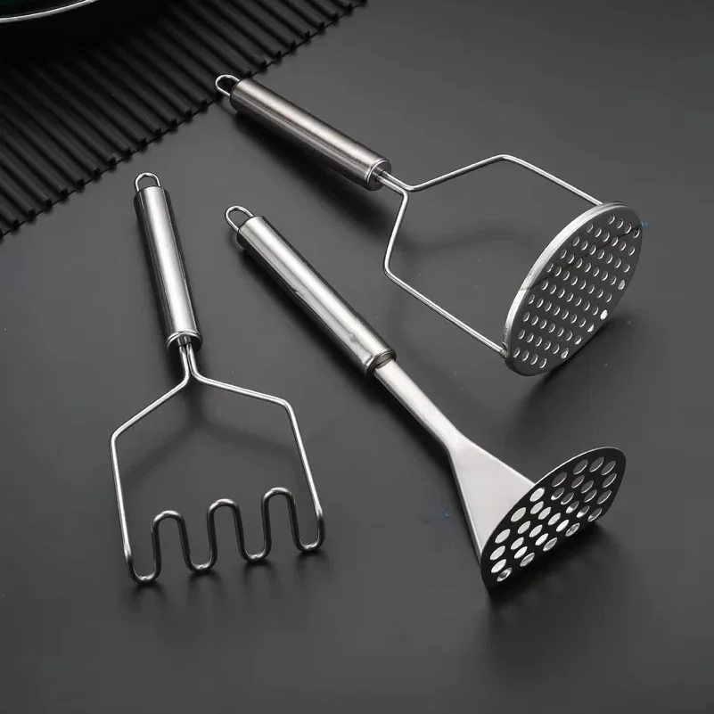 Stainless Steel Potato Masher, Manual Fruit & Vegetable Mud Press, Kitchen Food Crusher for Baby Food & Complementary Meals