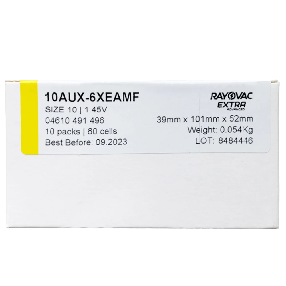 Hearing Aid RAYOVAC EXTRA Performance Zinc Air Battery  A10 10A 10 PR70 Hearing Aid  Batteries A10  60 PCSFree Shipping