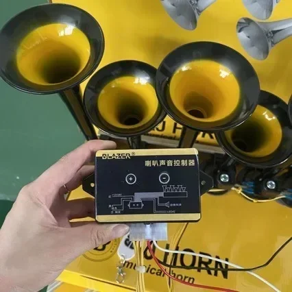 Durable 12/24V Six Tube Thirty-six Tone Car Music Horn Truck Electronic Control Metal Tube Music Air Horn with Button