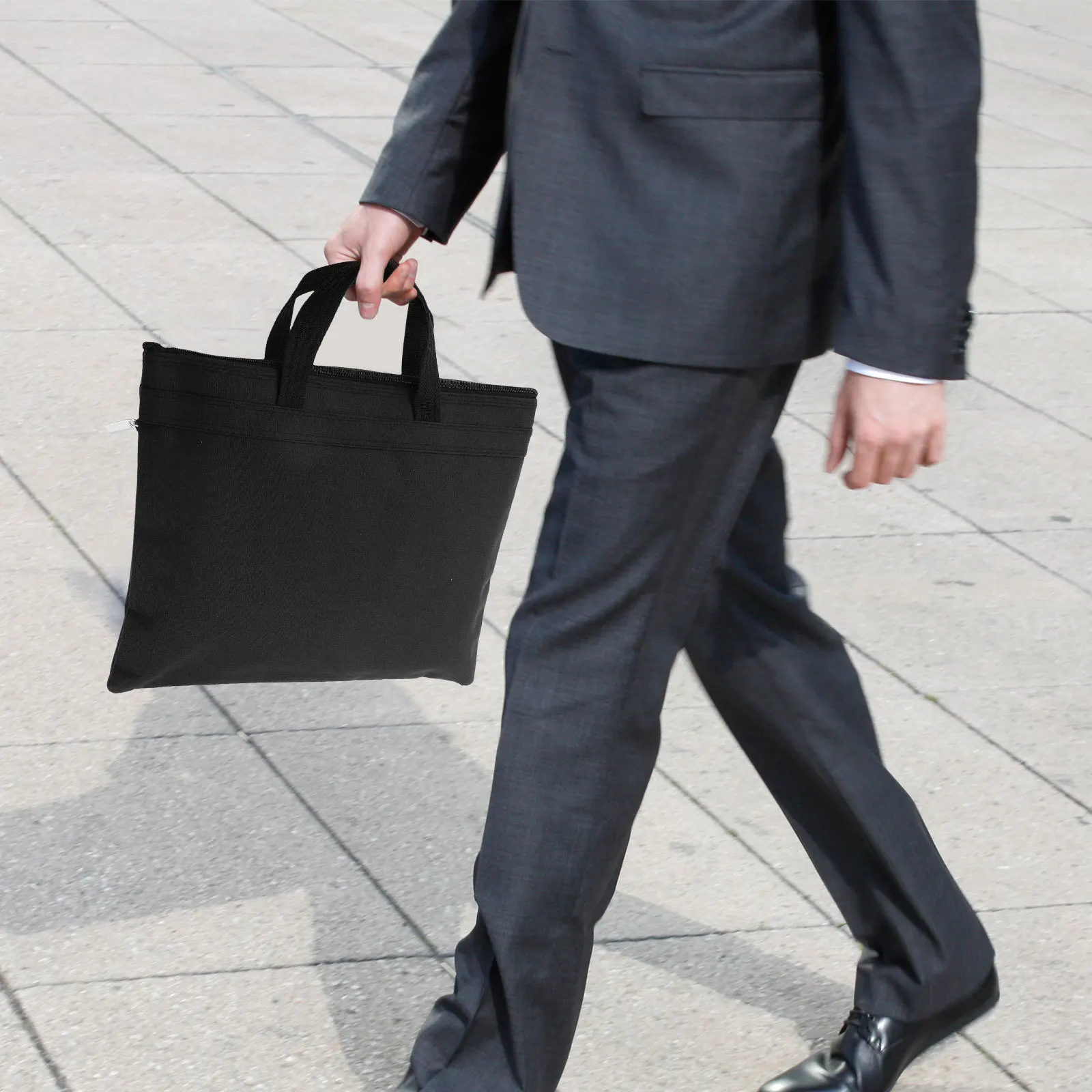 حقيبة مستندات حقيبة يد محمولة بطبقة مزدوجة من قماش أكسفورد منظم ملفات الأعمال مقاوم للرطوبة منظم مستندات السفر #3