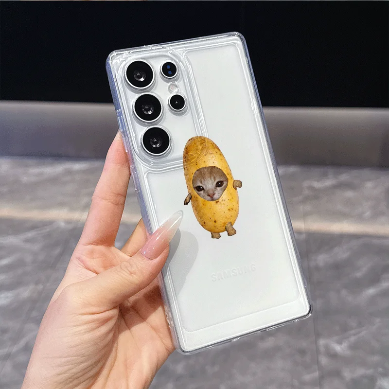 Cute Fruit Cat Phone Case For Samsung Galaxy S26 S23 S24 S22 S25 Ultra Plus Cover For Galaxy S25+ S24+ S23+ S26+ Shell Fundas