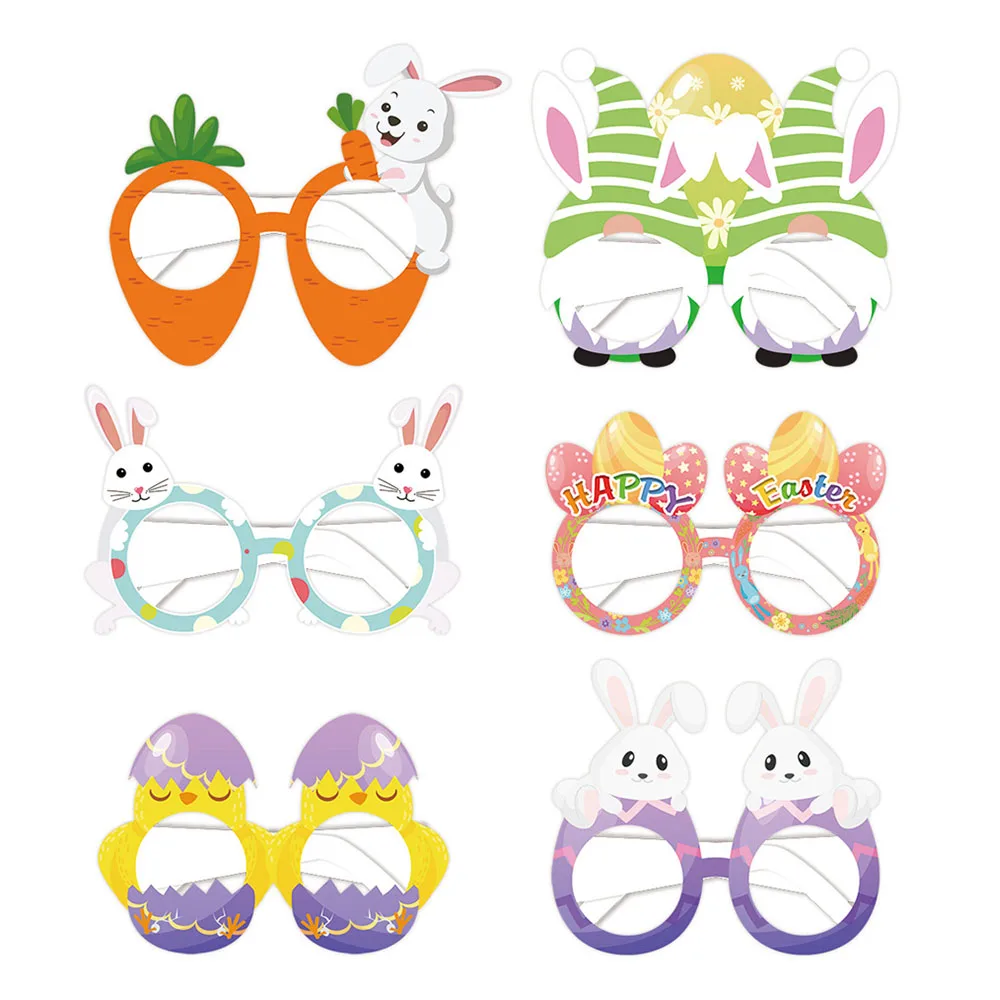 6/12pcs Easter Glasses Rabbit Easter Egg Chick Bunny Glasses Decorations Funny Glasses Creative Eye Wear Accessories Easter