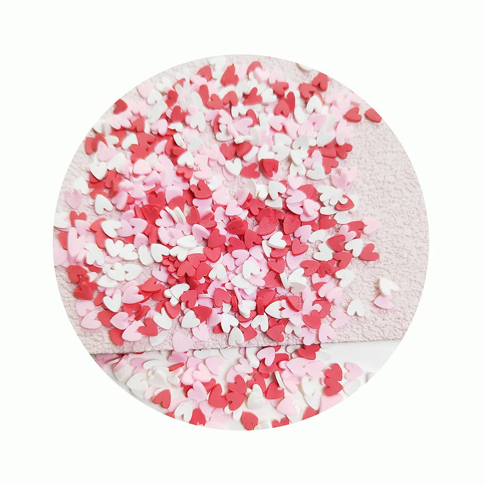 Love Pink Red White Heart Polymer Clay Sprinkles Valentines Day Confetti Clay Slices for Manicure Nails Decor Slime Charms