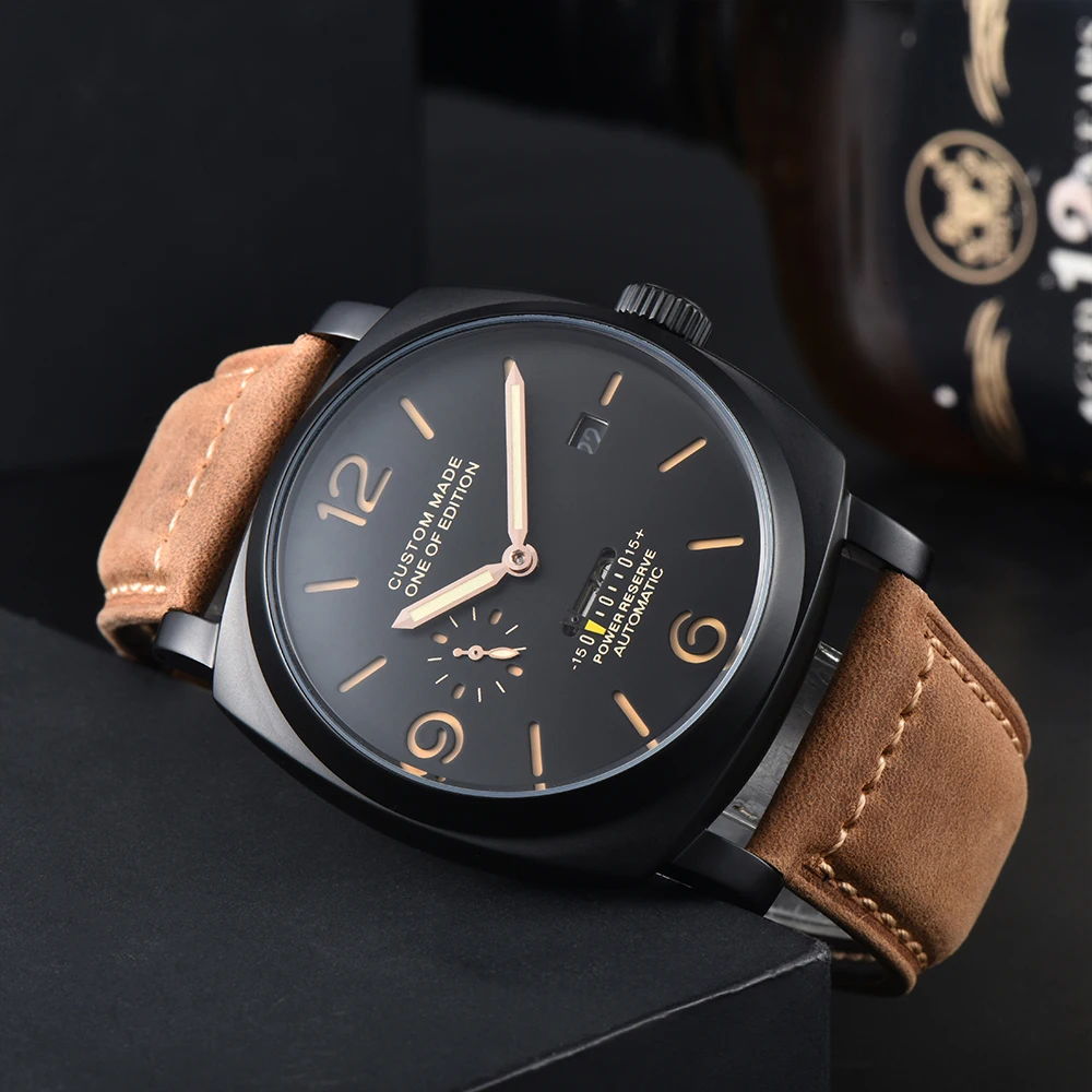 Модный бренд DESIGN ST2533 47 мм Мужские часы Автоматические механические часы Деловые часы со светящимся циферблатом