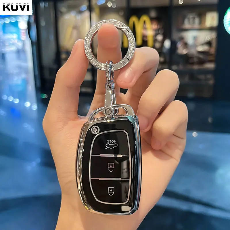 3 Button TPU Car Key Case Cover For Hyundai Tucson Santa Fe Rena Sonata Elantra Creta Ix35 Ix45 I10 I30 I40 Keychain Accessories