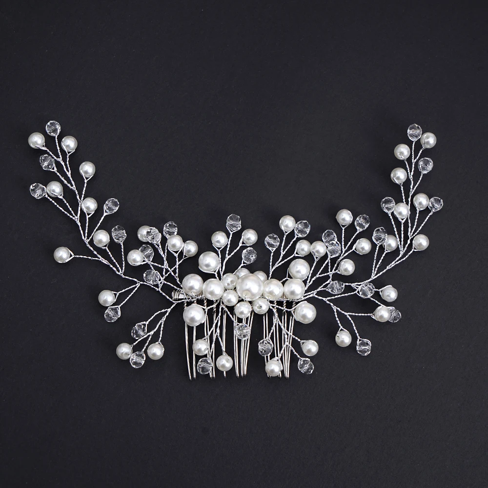 2023 New wedding hair accessories bridal luxuryPearl Crystal Flower Bridal Hair Comb Wedding Hair Jewelry Gift