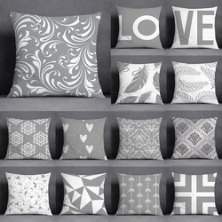 Gray White Cushion Cover Geometric Sofa Pillowcase Home Bedroom Decor