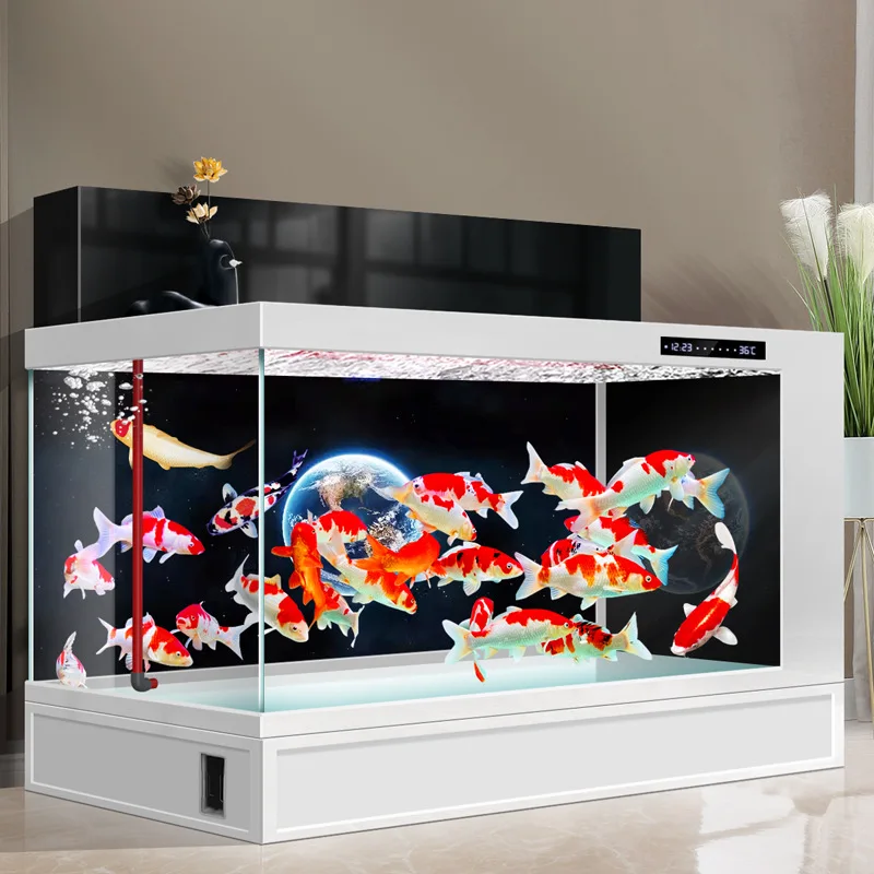 YY-  Koi Ground Tank Ultra White Glass Double Filter Circulation Aluminum Alloy Water Free Large Fish Tank