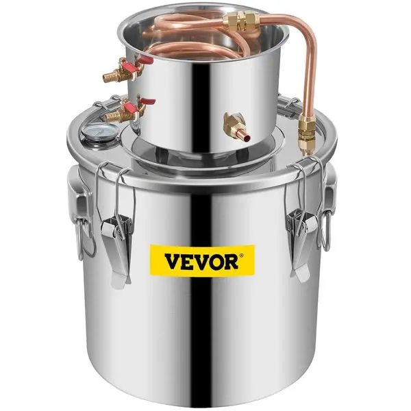 

VEVOR 12L Water Alcohol Distiller 3GAL Copper Wine Making Boiler Multi Home DIY Brewing Distilling Kit for Fruit Wine, Water, Br