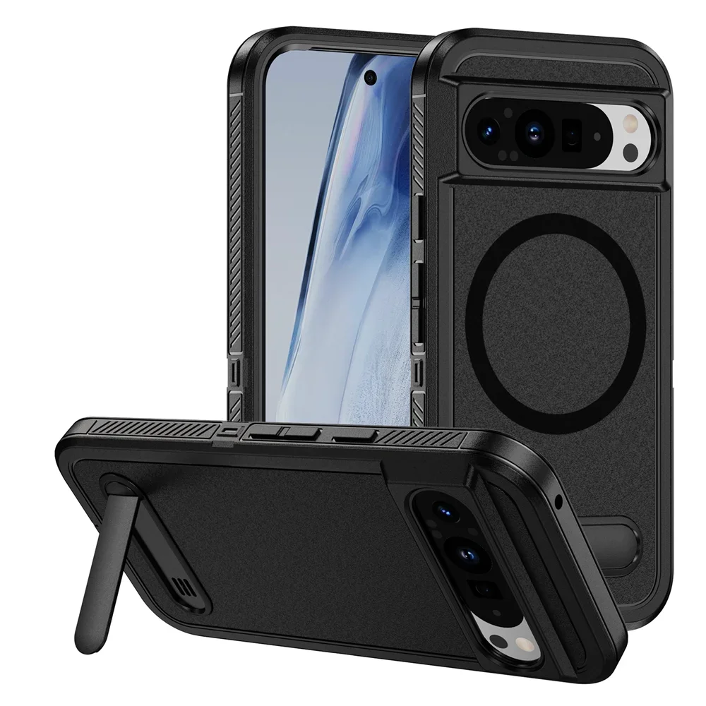 

Fashion Hidden Stand Magnetic Otter Case Box For Google Pixel 10 9 Pro XL 8 Pro 9A 8A Heavy Duty Armor Shockproof Protect Cover