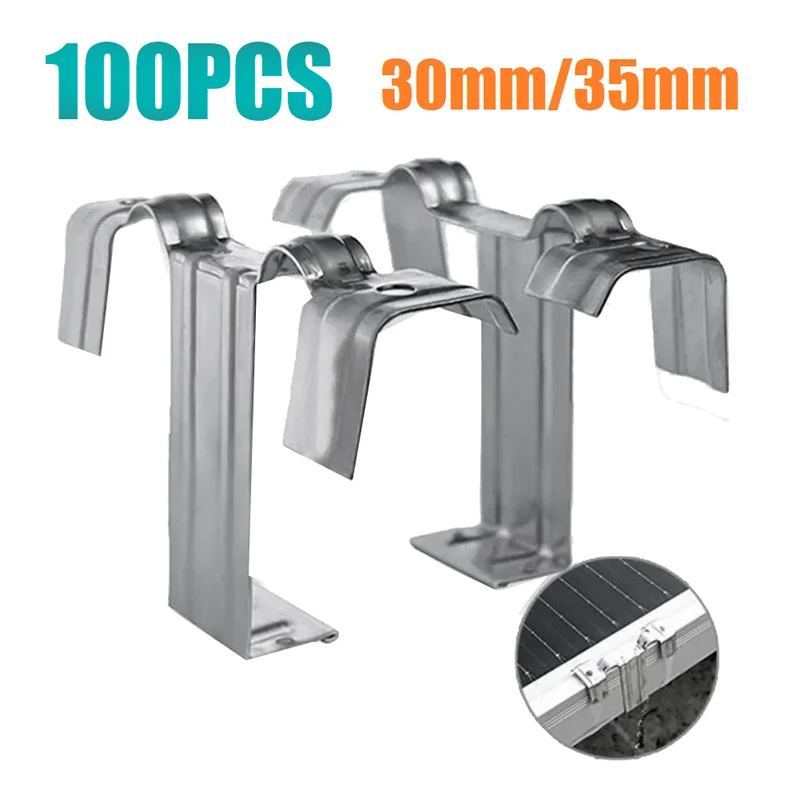 100PCS 35 Millimetri Pannello Solare Guida Acqua Fotovoltaica Clip Deflettore In Acciaio Inox Fango Pulsante di Scarico Riduzione Dell'acqua Pinze Durevole