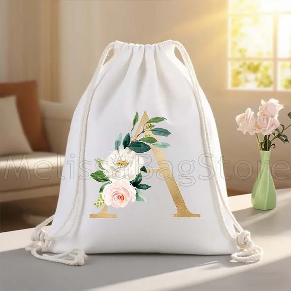 

Цветок Начальная буква от А до Я Цветочная монограмма Золотые буквы Холщовые сумки на шнурке Футбольный рюкзак Спортивный рюкзак Подарки Сумка на шнурке