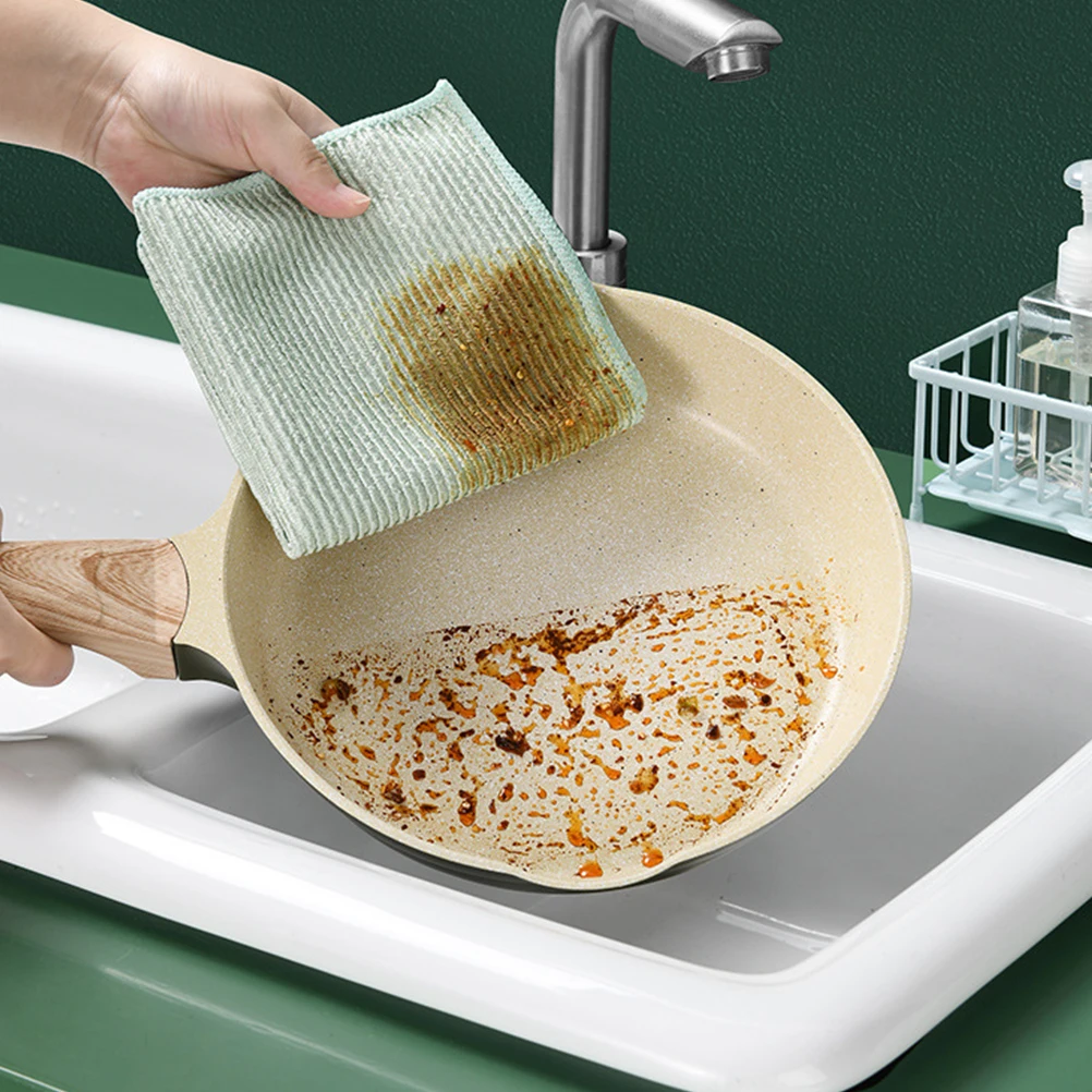 

5pcs Kitchen Washing Household Dishcloths Heavy Duty Dish Washing Cloths Water Absorbing Cleaning Cloths For Home Restaurant