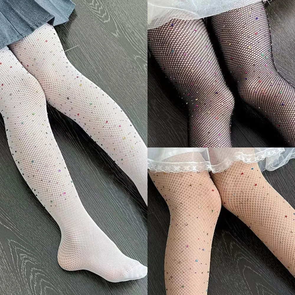 

New Colored Diamond Pantyhose Nylon Mesh Dance Performance Glitter Blingbling Crystal Tight Leggings Socks Girl's Birthday Gifts