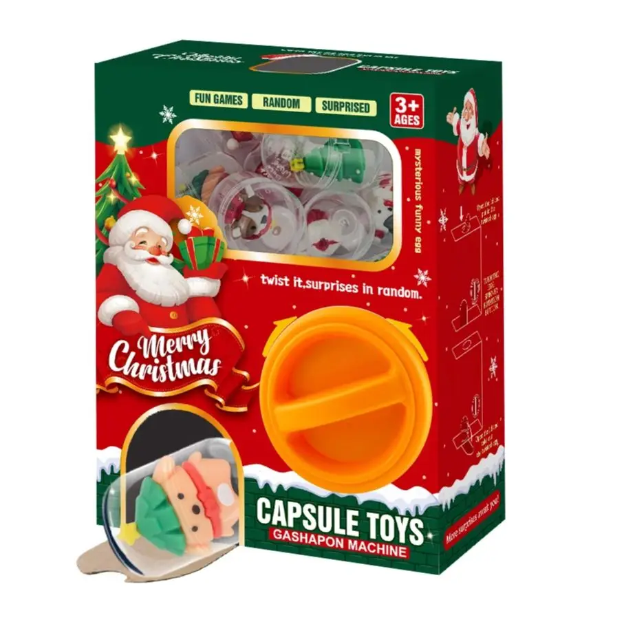 Gashapon Machines Blind Box avec 6 pièces, Aléatoire, Capsule, Oeuf, Noël, Machine à tordre, Boîte en carton avec capsule, Jouets pour enfants