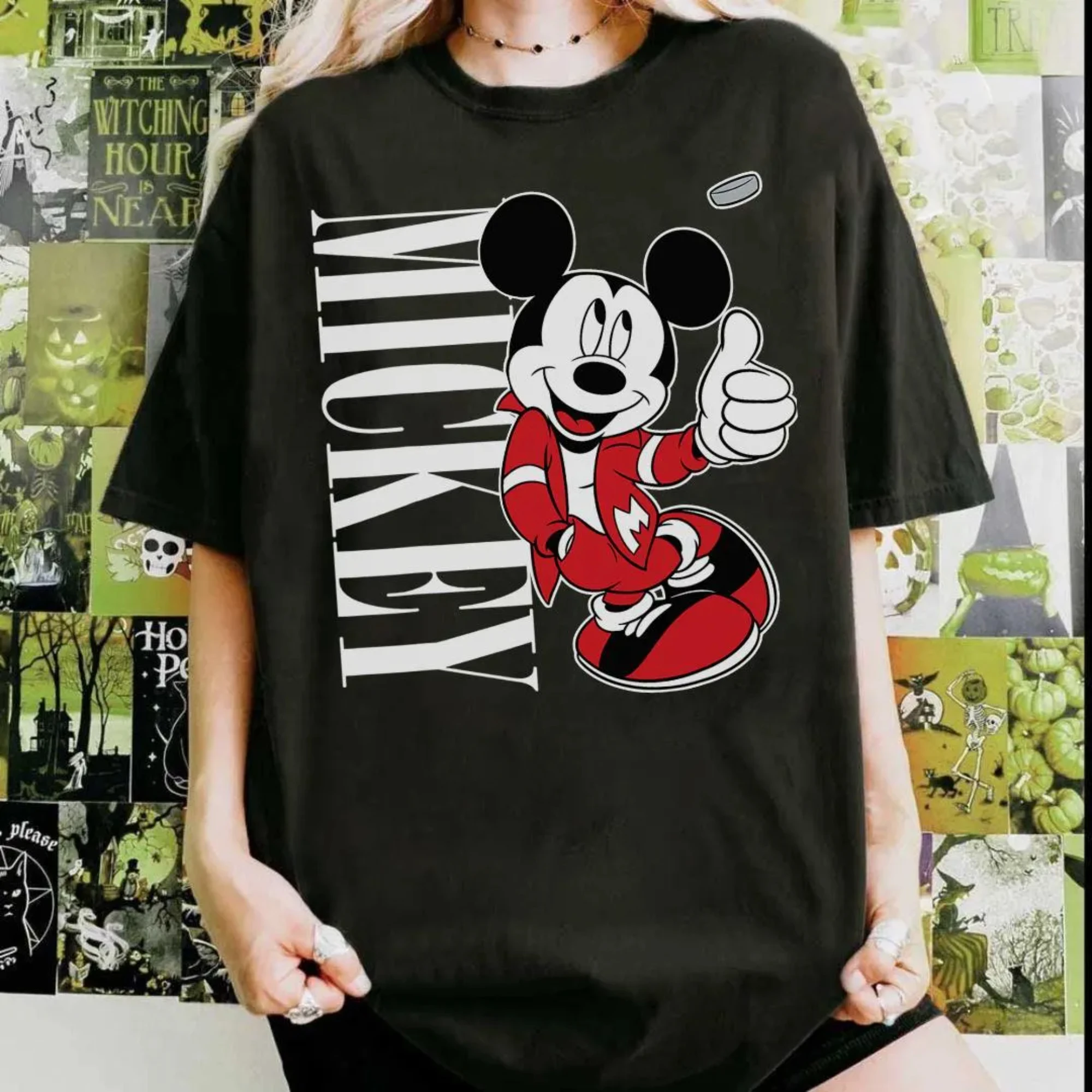 

Walt Disney 2026 Mickey Mouse Cool God Mickey Kingdom Printed Fashion Women's T-Shirt Short Sleeve Loose Plus Size Top
