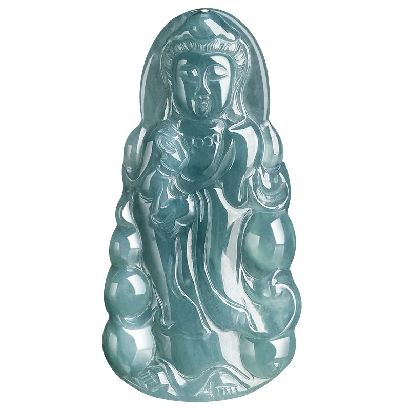 

Real Natural Grade A Jade Jadeite Men Women Lucky Bless Guanyin Buddha Pendant