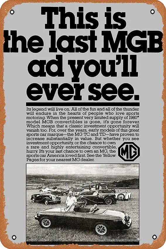 muecddoa MGB 1980 Poster Metal Tin Sign 8