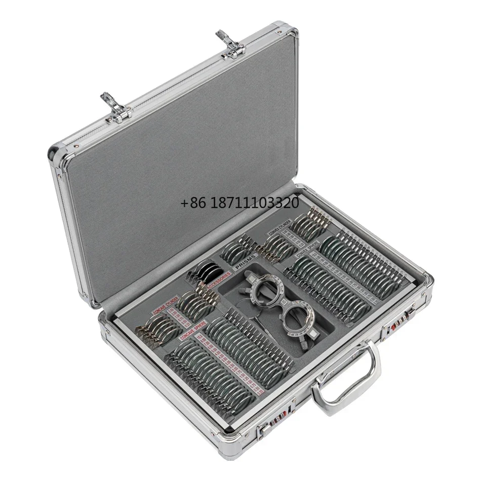 

Optometry Equipment 104 Trial Lens Set Metal Rims Aluminium Case + Free Frame