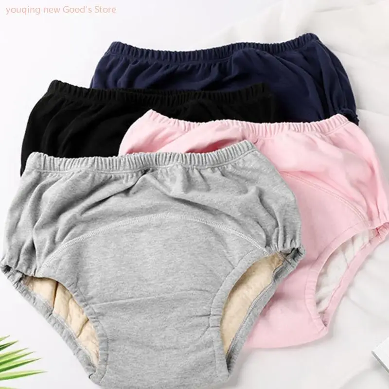 Reusable Cotton Incontinence Underwear For Elderly Leakproof Water Resistant Washable Adult Cloth Diaper Pant Briefs