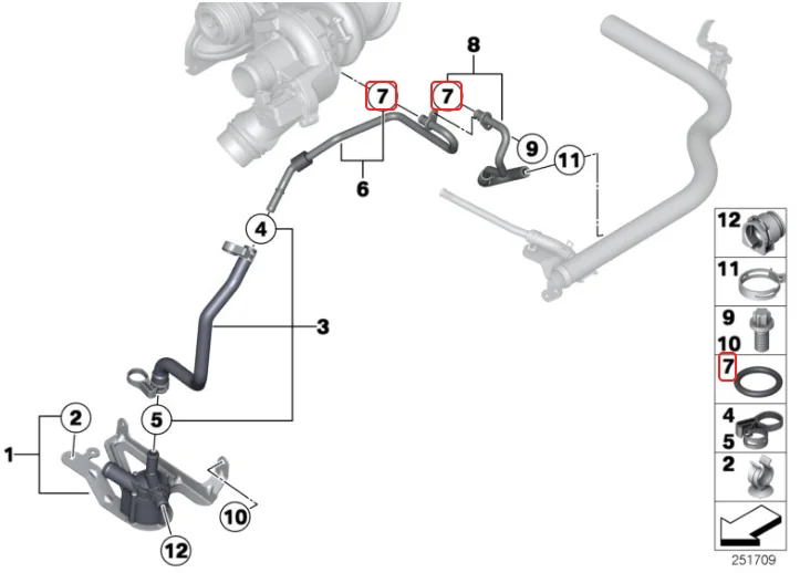 LINK-LOCK FKM 터보차저 고무 링 11537610049, BMW N13 B38 B48 B47 S58 N74 F20 F30 f10 F11 G01 G12 116I 118I 318I 용, 2 개