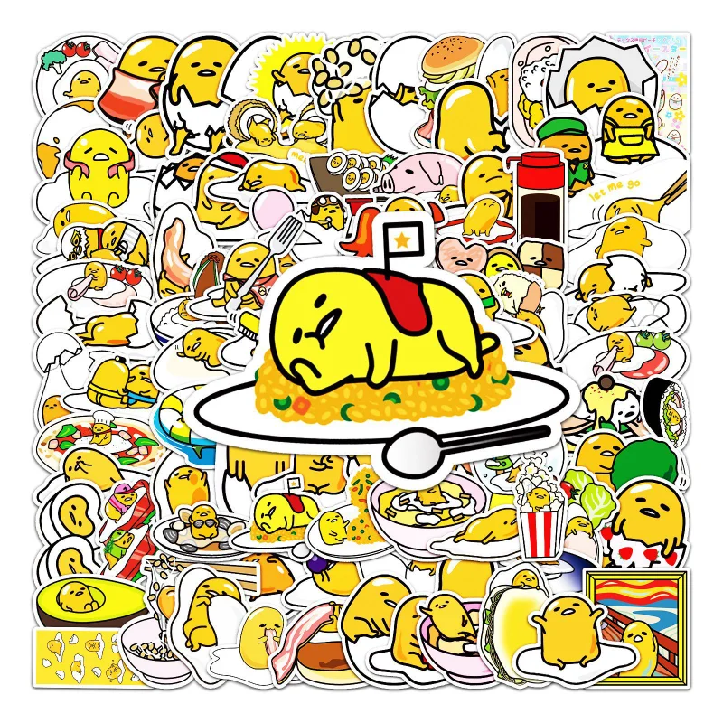 100Pcs Gudetama 스티커 만화 DIY 낙서 스티커 장식 스케이트 보드 노트북 노트북 수하물 방수 데칼 완구