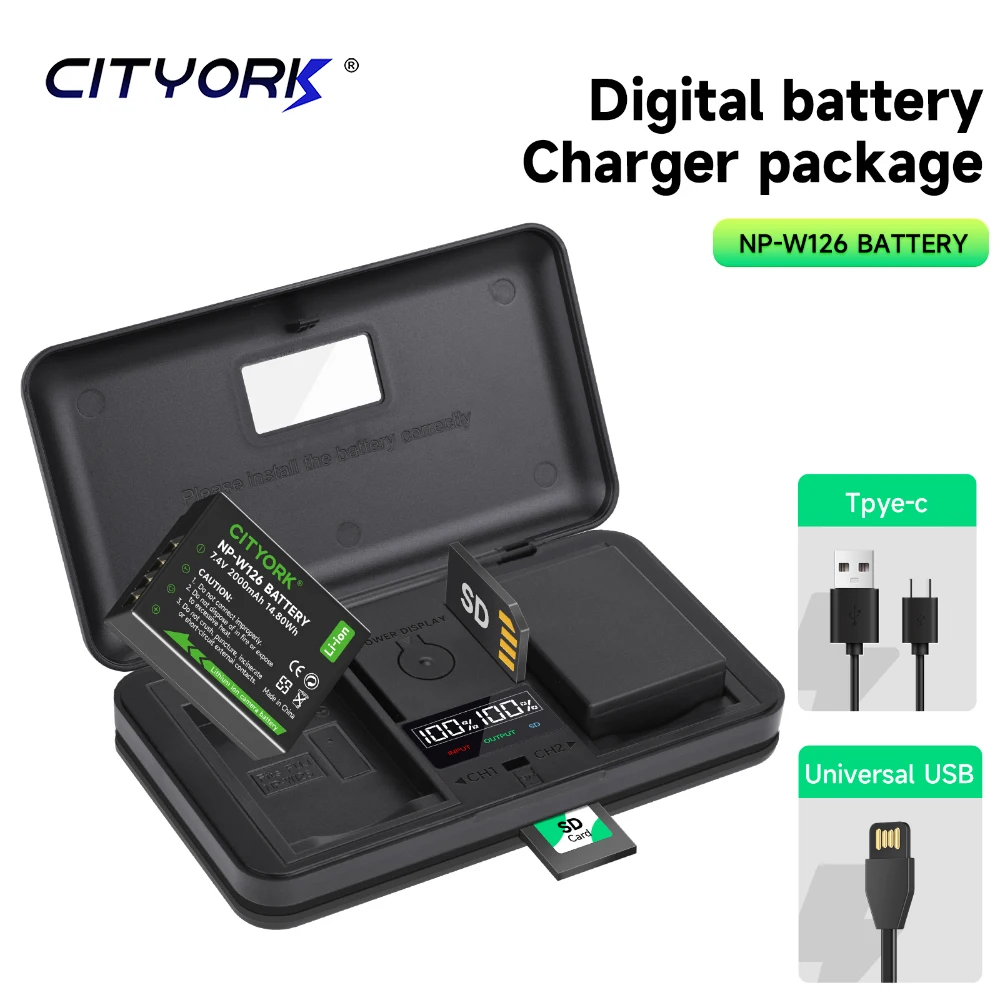NP-W126S NP-W126 NP W126  Battery With Storage Case Charger for Fujifilm Fuji XT20 X-A1 X-A3 X-Pro1 X-Pro2 X-T1 X-T2 HS30EXR