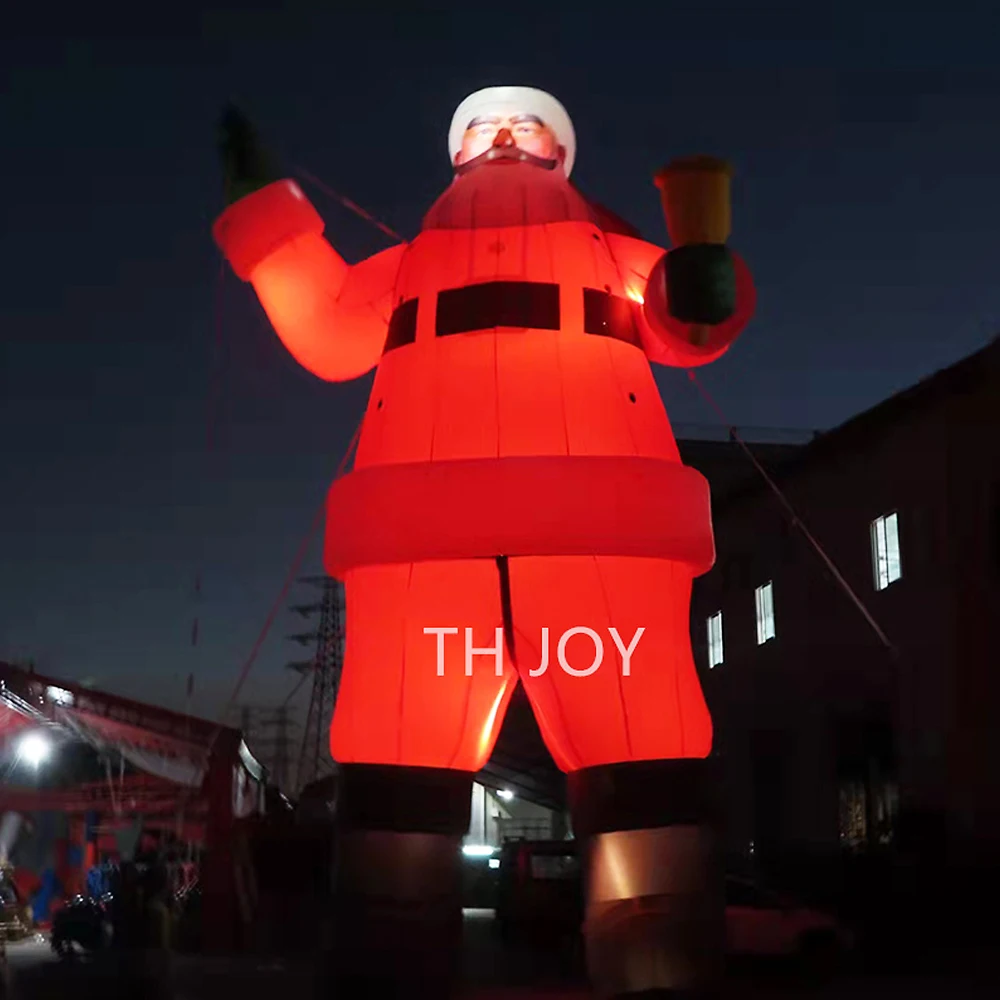 Fast air ship to door!12m 40ft high inflatable Santa Claus model, big inflatable Christmas old man balloon with light